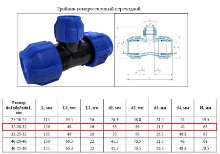 Тройник ПНД переходной 32х20х32