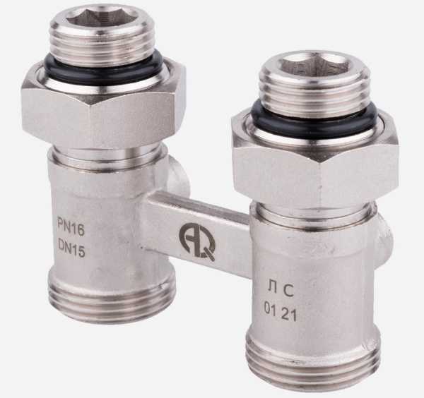 Узел нижнего подключения радиатора Н-образный прямой 1/2"нар х 3/4"нар (евроконус)