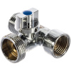 Кран шаровый угловой 1/2"х3/4"х1/2" для стиральной машины ВР-НР-НР