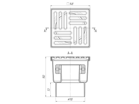 Трап вертикальный 110мм, решетка (150)